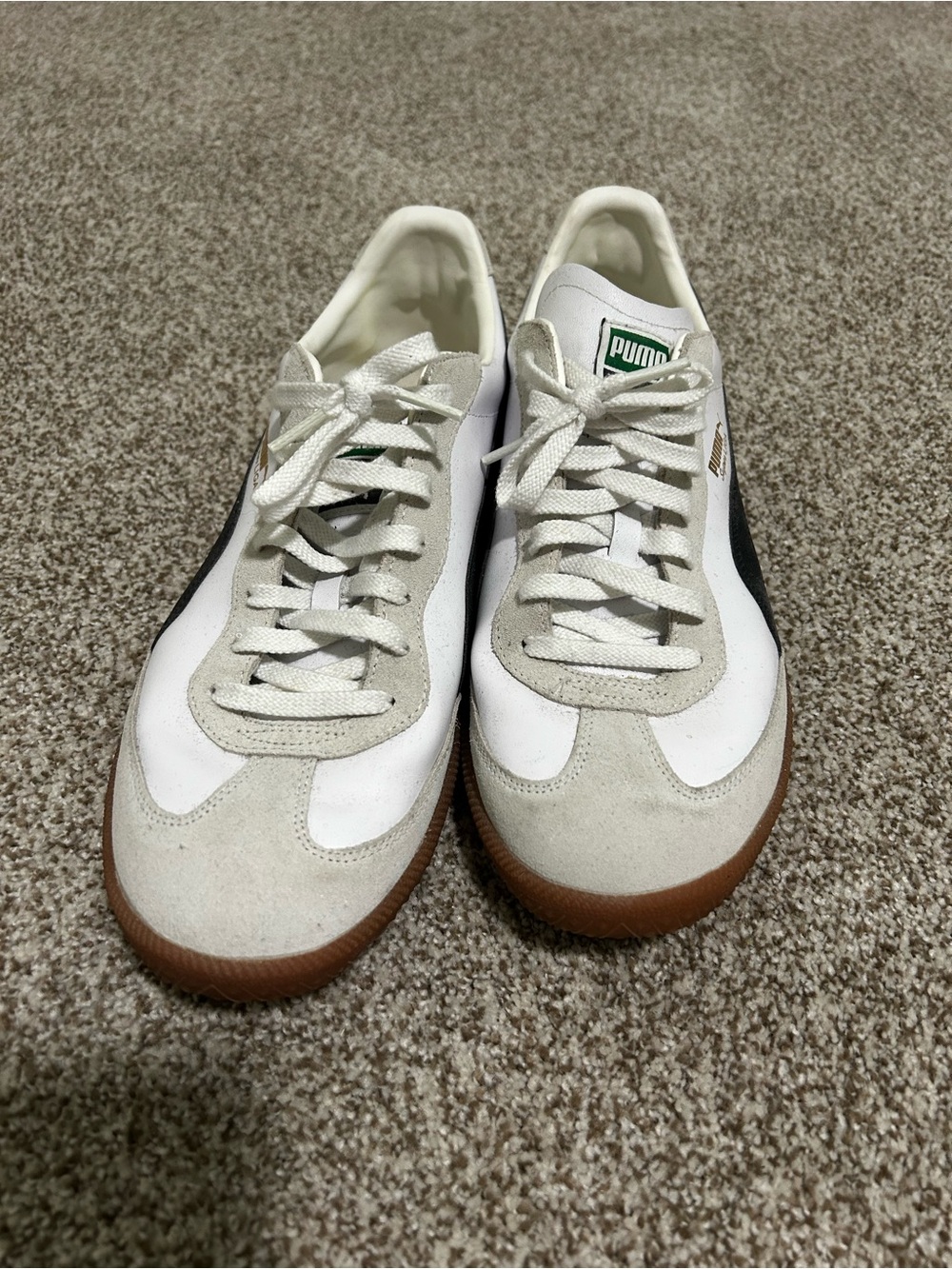 Puma Men's White, Black & Gum Low-Top Sneakers